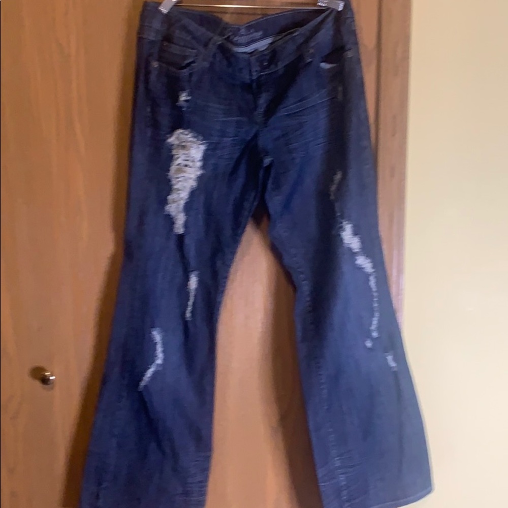 New Ladies holy bell bottom jeans with 99%cotton and 1% spandex
